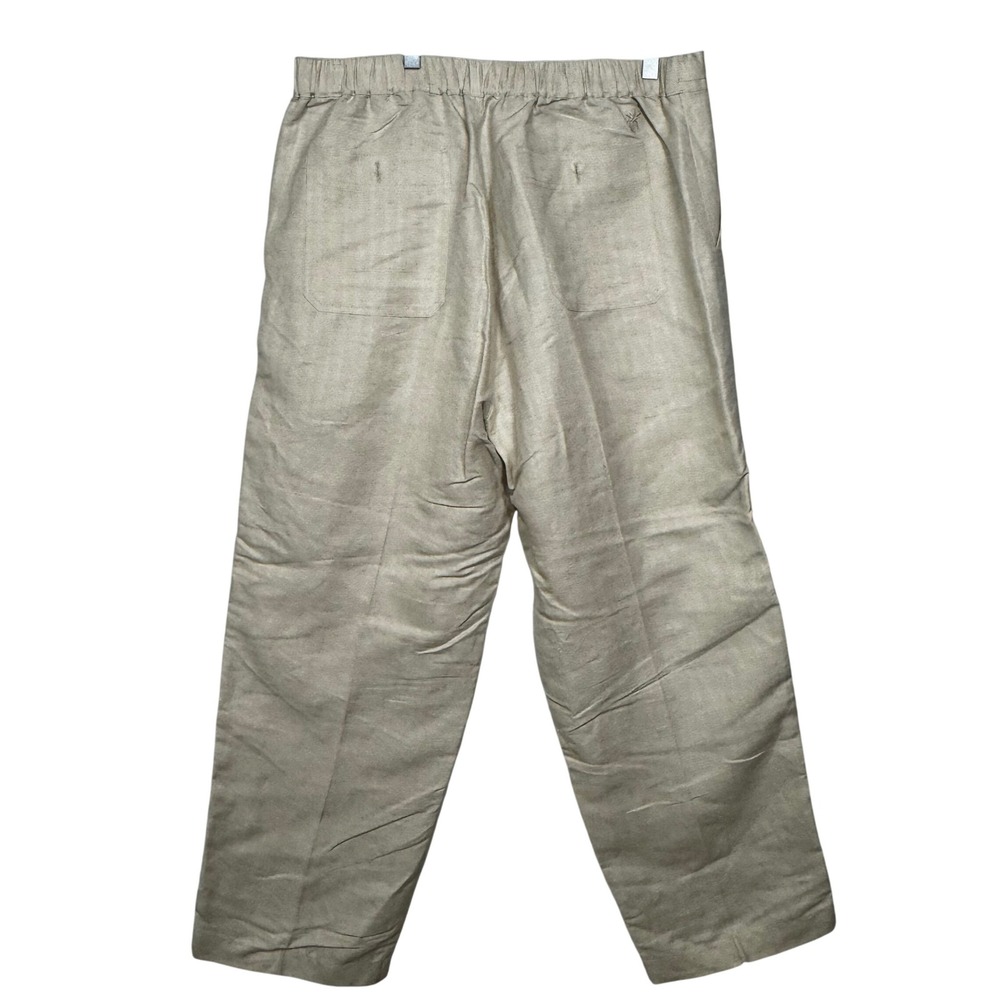 CUBANERAS Linen Blend Drawstring Waist Wide Leg Pants Beige Size Large - Picture 2 of 6